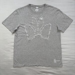 LOEWE Bunny Rabbit Embroidered T-Shirt Women's MEDIUM Gray Cotton Jersey